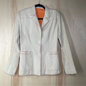 Malo Women’s Cream Leather Jacket Size 44 ~ US 30 (M)